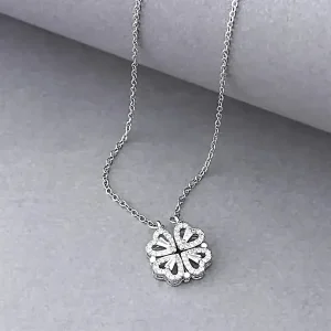 Zirconia Heart Magnetic Clover Pendant